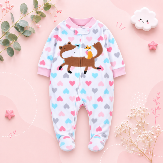 The Hassan - Newborn Baby Fleece Romper Animal Zipper Jumpsuit Spring Autumn Outfit