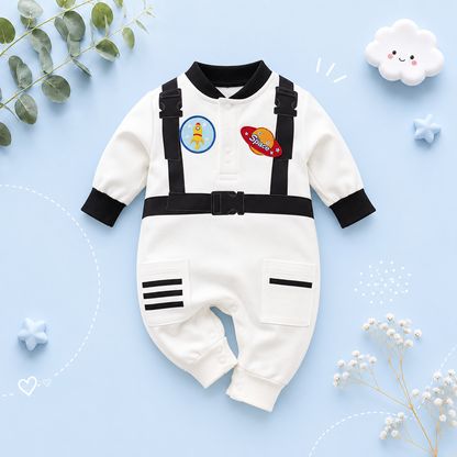 The Cristian - Baby Boy Astronaut Inspired Cotton Long Sleeve Romper