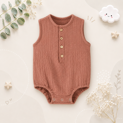 The Millie - Baby Unisex Soft Plain Color Sleeveless Romper