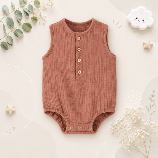 The Millie - Baby Unisex Soft Plain Color Sleeveless Romper