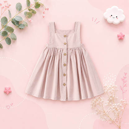 The Daisy - Baby Girl Solid Color Pleated Sleeveless Cotton Dress