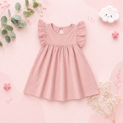 The Maya - Baby Girl Flying Sleeve Tie-back Dress