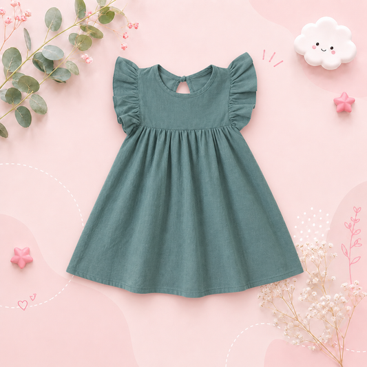 The Maya - Baby Girl Flying Sleeve Tie-back Dress