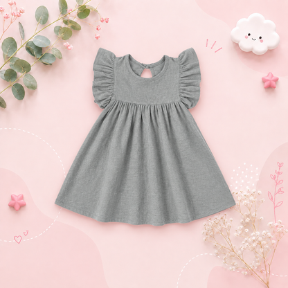 The Maya - Baby Girl Flying Sleeve Tie-back Dress