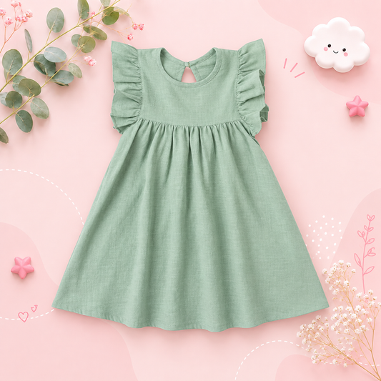 The Maya - Baby Girl Flying Sleeve Tie-back Dress