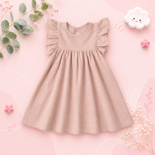 The Maya - Baby Girl Flying Sleeve Tie-back Dress