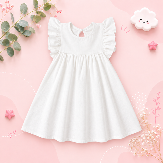 The Maya - Baby Girl Flying Sleeve Tie-back Dress