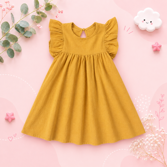 The Maya - Baby Girl Flying Sleeve Tie-back Dress