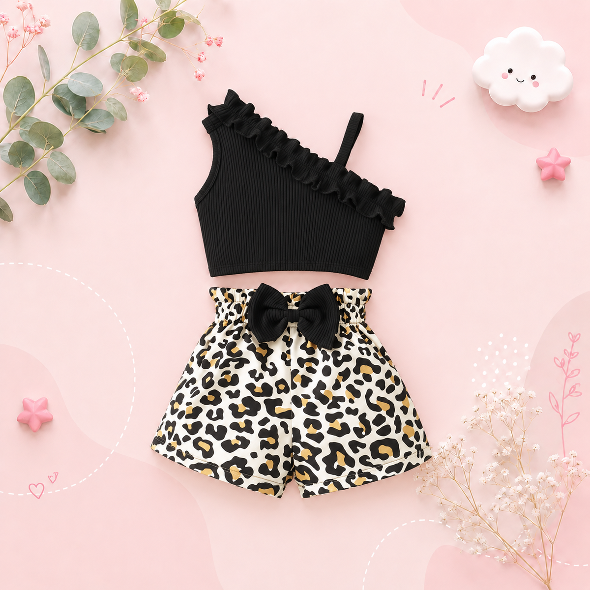 The Margot - Baby Girl Black Sling Sleeveless Cotton Big Bow Print Dress