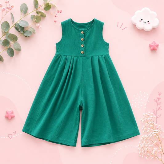 The Stella - Baby Girl Solid Color Casual Sleeveless Jumpsuits