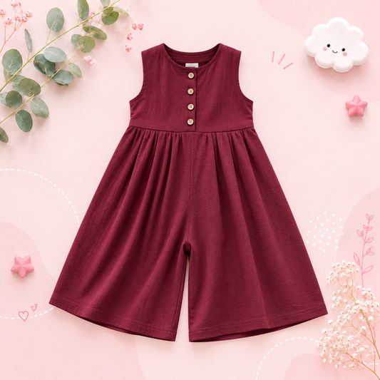 The Stella - Baby Girl Solid Color Casual Sleeveless Jumpsuits