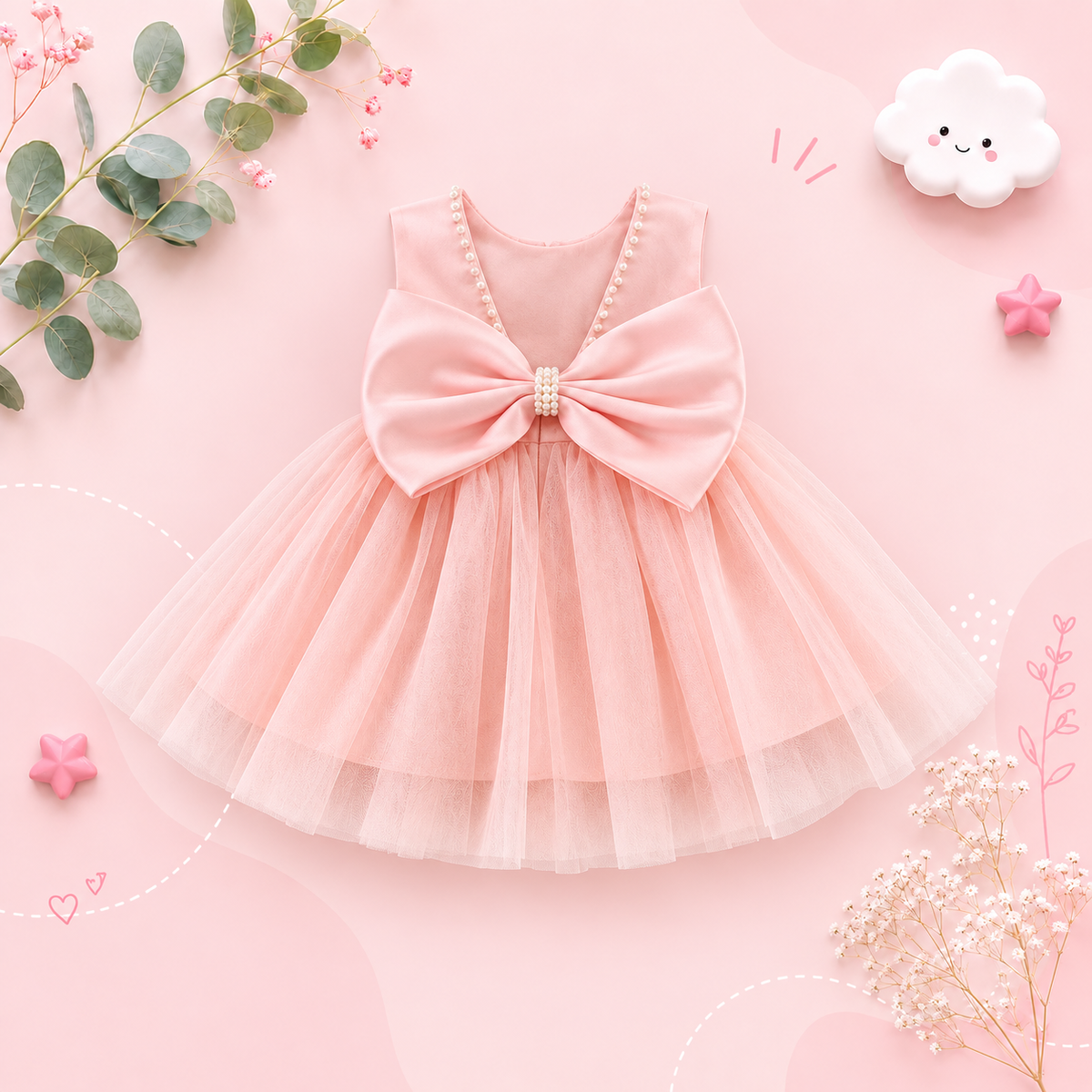 The Aya - Newborn Baby Girl Floral Party Dress Elegant Ball Gown Style