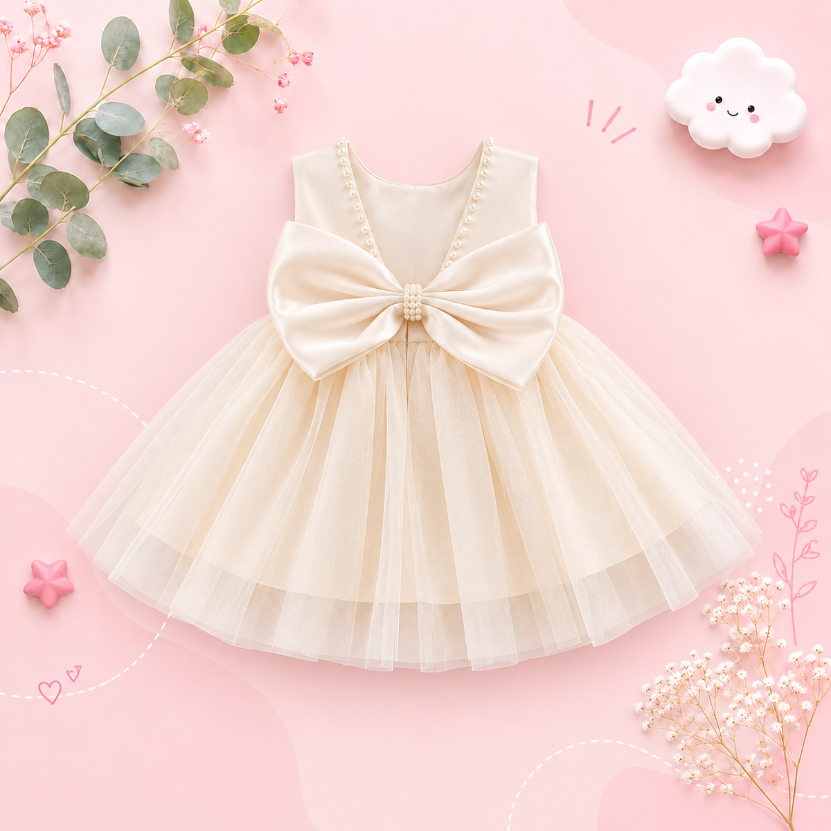 The Aya - Newborn Baby Girl Floral Party Dress Elegant Ball Gown Style