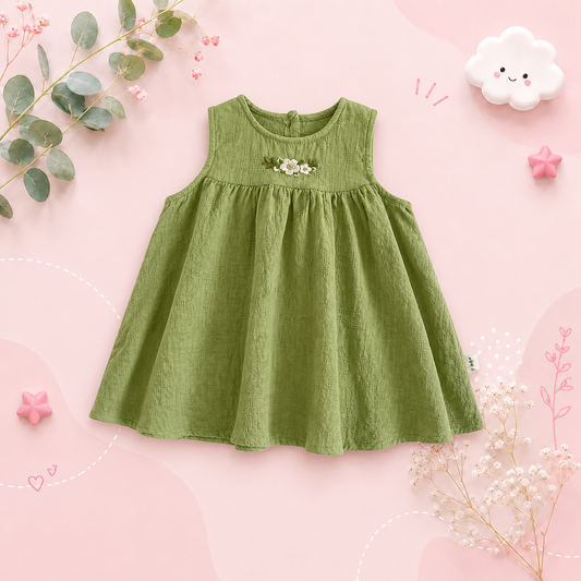 The Serenity - Baby Girl Casual Flower Embroidered Sleeveless Vest Dress