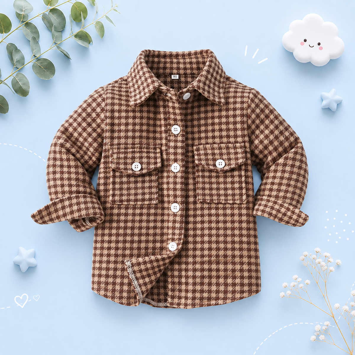 The Francis - Baby Boy Light Brown Long Sleeved Shirt Button Casual Tops