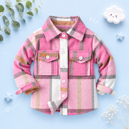The Francis - Baby Boy Pink Plaid Long Sleeved Shirt Button Casual Tops