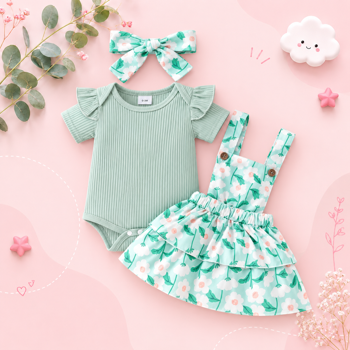 The Alejandra - Baby Girl Cartoon Bear Heart Dress with Red Bodysuit Summer Outfit