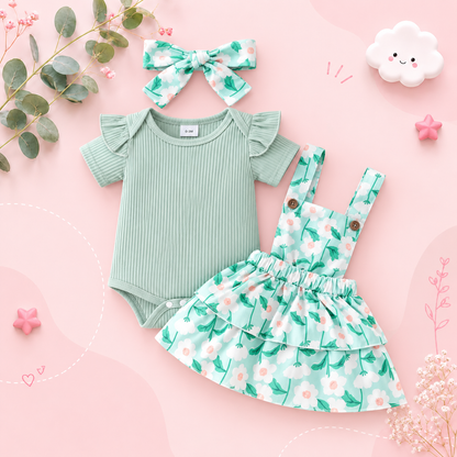 The Alejandra - Baby Girl Cartoon Bear Heart Dress with Red Bodysuit Summer Outfit