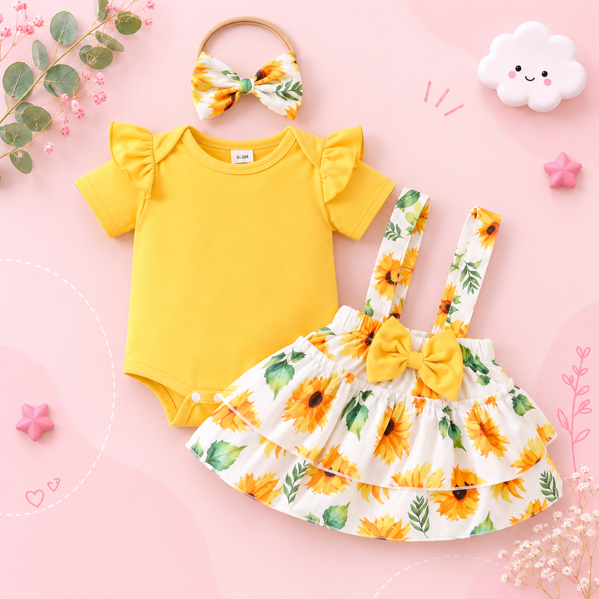 The Alejandra - Baby Girl Cartoon Bear Heart Dress with Red Bodysuit Summer Outfit