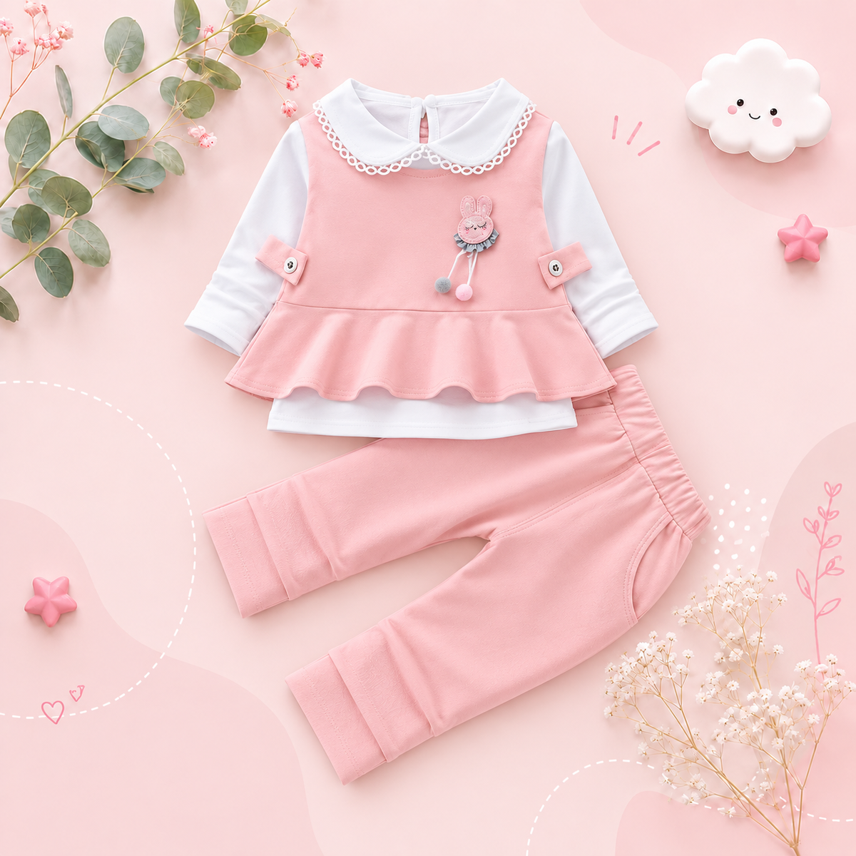 The Mavis - Baby Girls' Autumn 3‑Piece Outfit Set 2024 New Fashion Clothing for Kids