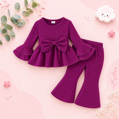 The Lakelynn - Baby/Toddler Girl Fall Clothes – Long Sleeve Cute Sweet Top & Pants 2‑Piece Set (1‑3Y)