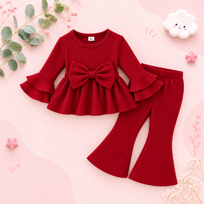 The Lakelynn - Baby/Toddler Girl Fall Clothes – Long Sleeve Cute Sweet Top & Pants 2‑Piece Set (1‑3Y)