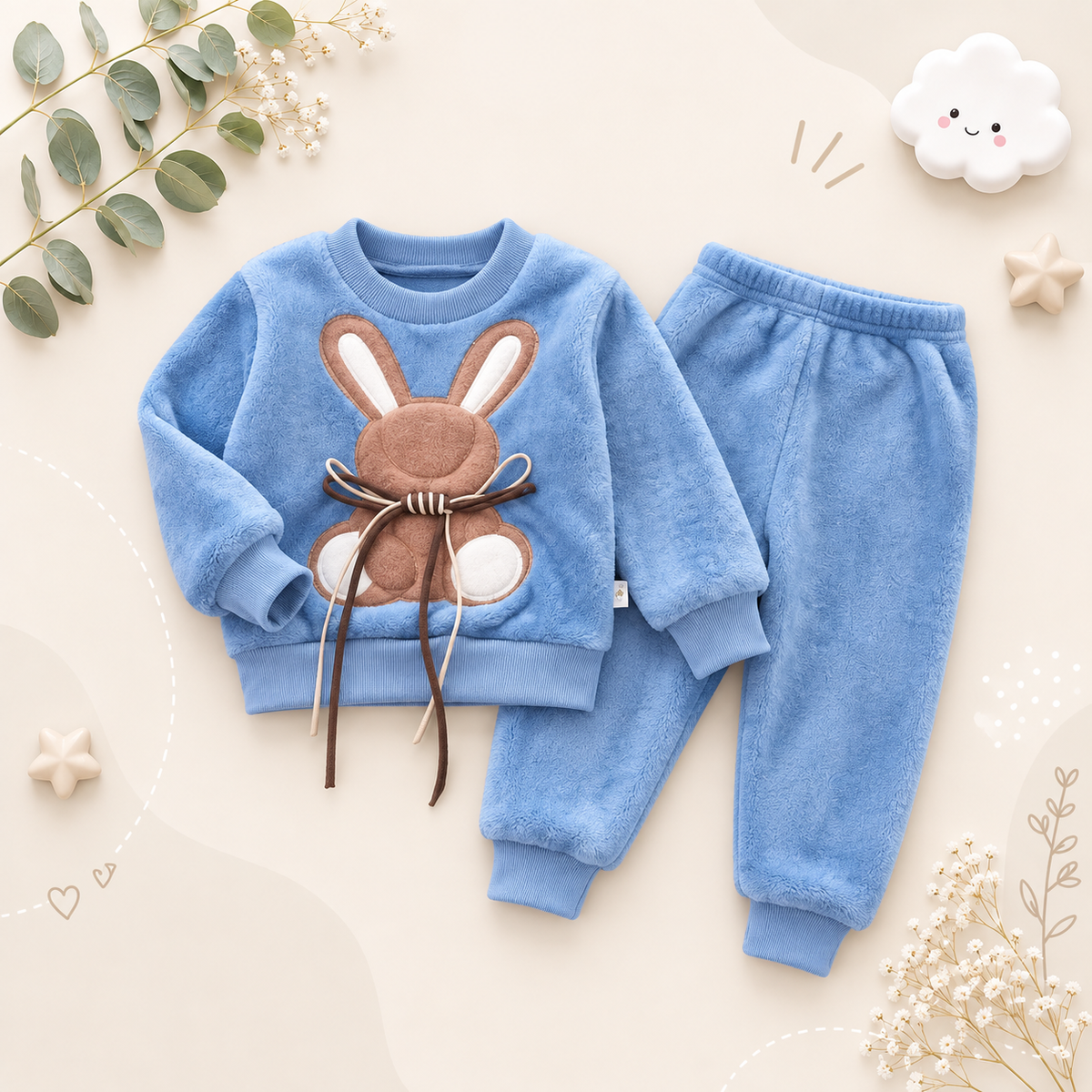The Wrenley - Baby Unisex Thick Flannel  Cartoon Rabbit Sleepwear