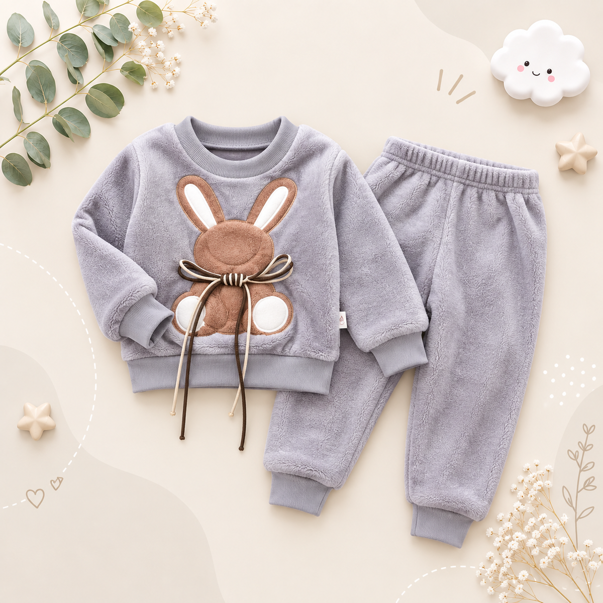 The Wrenley - Baby Unisex Thick Flannel  Cartoon Rabbit Sleepwear