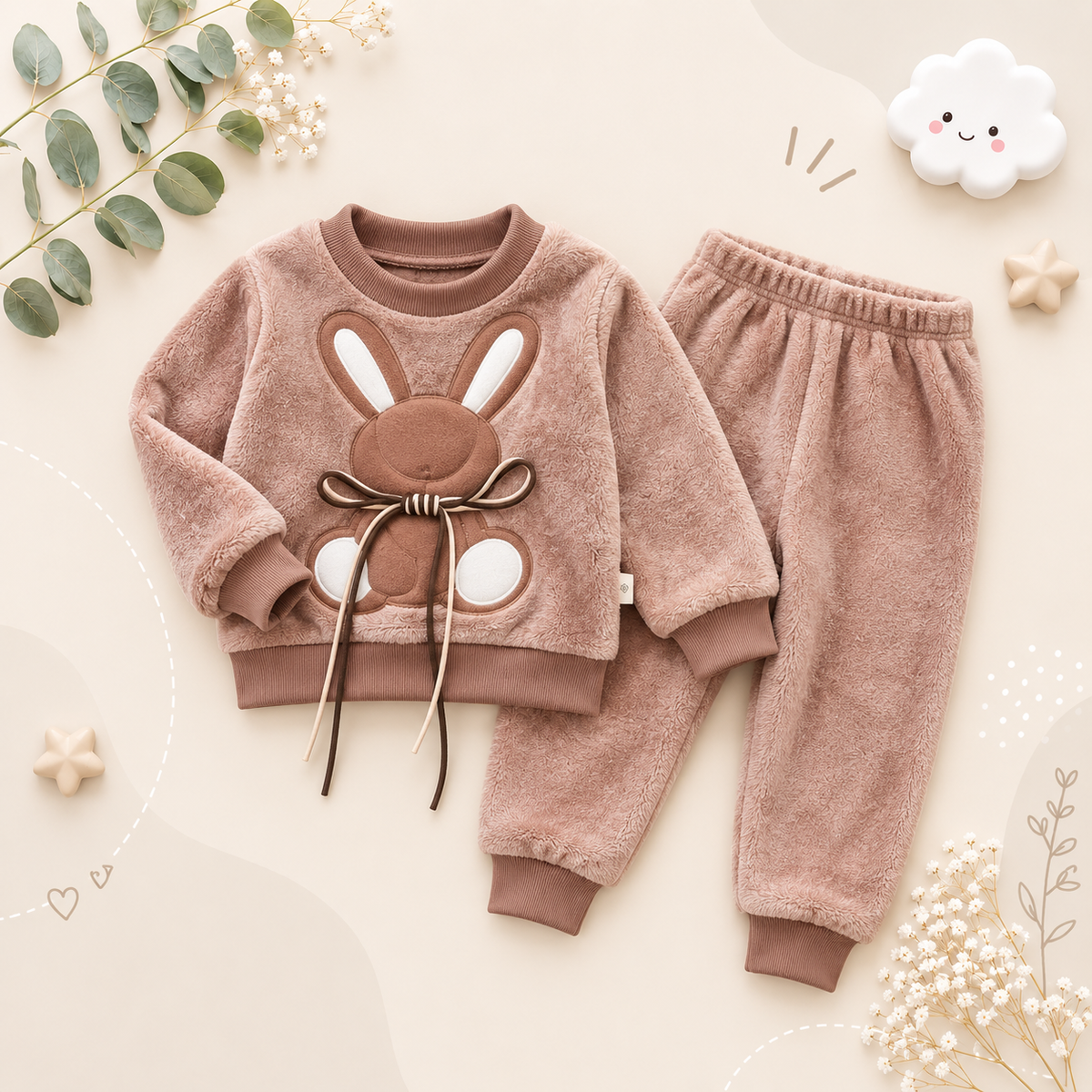 The Wrenley - Baby Unisex Thick Flannel  Cartoon Rabbit Sleepwear