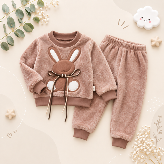 The Wrenley - Baby Unisex Thick Flannel  Cartoon Rabbit Sleepwear