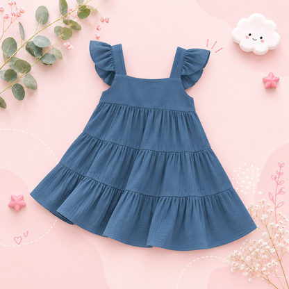 The Samantha - Baby Girl Solid Colour Sleeveless Ruffle Dress