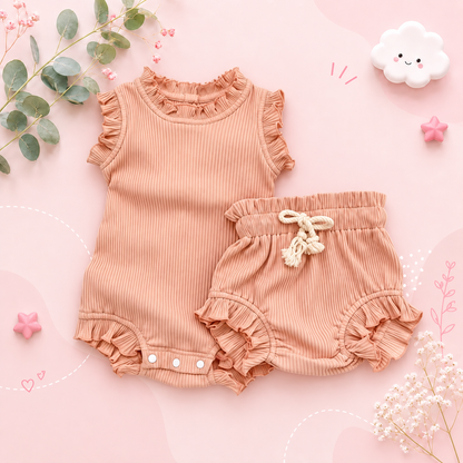 The Elena - Baby Girl Solid Colour Top PP Shorts Set