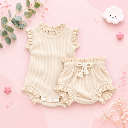 The Elena - Baby Girl Solid Colour Top PP Shorts Set