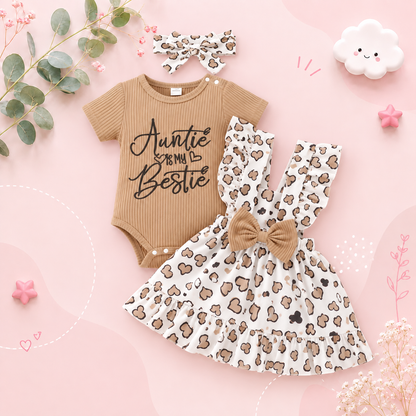 The Makenzie - Baby Girl Summer Letter Embroidered Jumpsuit & Camisole Dress 2PC Outfit