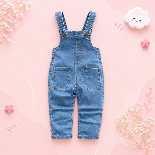 The Lans - Toddler Baby Denim Overalls Soft Jeans Dungarees Jumpsuit