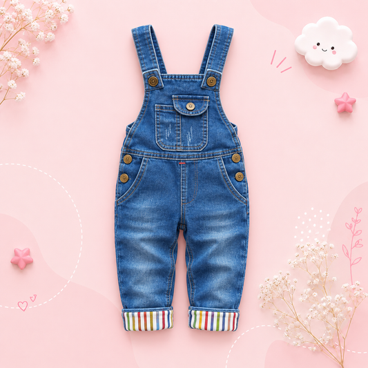The Lans - Toddler Baby Denim Overalls Soft Jeans Dungarees Jumpsuit