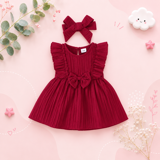 The Melina - Newborn Baby Girl Sleeveless Ruffle Dress Headband Set Summer 2PCS