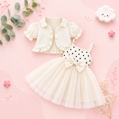The Priscilla - 2pcs Baby Girl Denim Butterfly Coat and Mesh Princess Dress Outfit