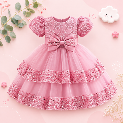 The Lyric - Girls Cotton Bow Party Dress Short Sleeve Summer Bridesmaid Dress