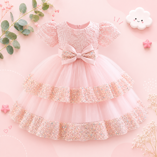 The Lyric - Girls Cotton Bow Party Dress Short Sleeve Summer Bridesmaid Dress