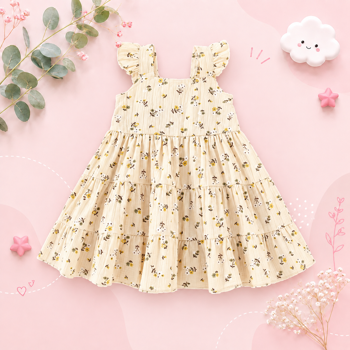 The Loretta - Baby Girl Floral Sleeveless Dress Cute Summer Casual Outfit 1-6Y