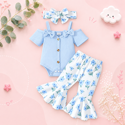 The Paris - Newborn Baby Girl Floral Button Down Shirt and Shorts Set 2PCS