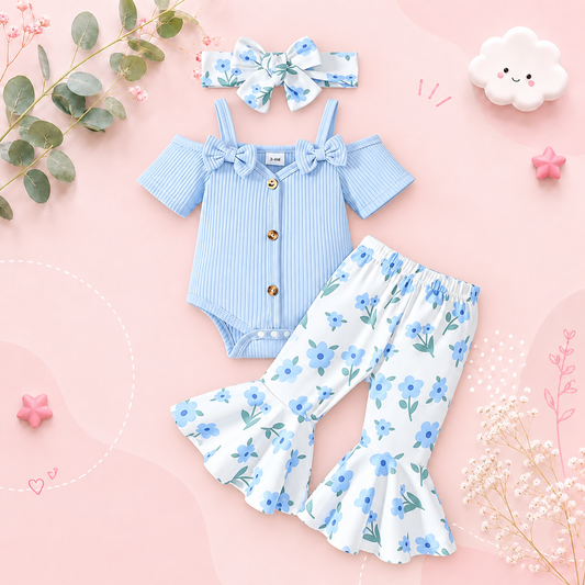 The Paris - Newborn Baby Girl Floral Button Down Shirt and Shorts Set 2PCS