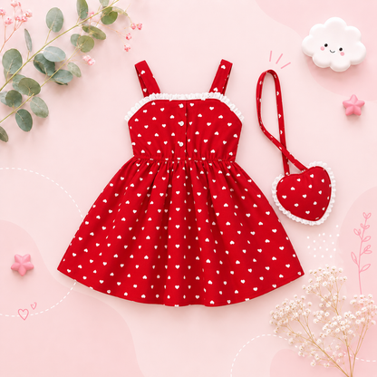 The Kyla - Toddler Girls Love Pattern Sleeveless Dress Square Neck Summer Wear