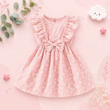 The Mckenzie - Toddler Girls 3D Jacquard Bow Dress Spring Summer Princess Dress