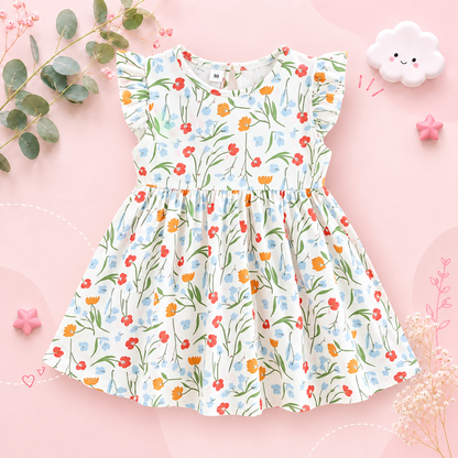 The Della - Baby Girls Summer Floral Dress Cotton Kids Clothing Cute Fashion Outfit