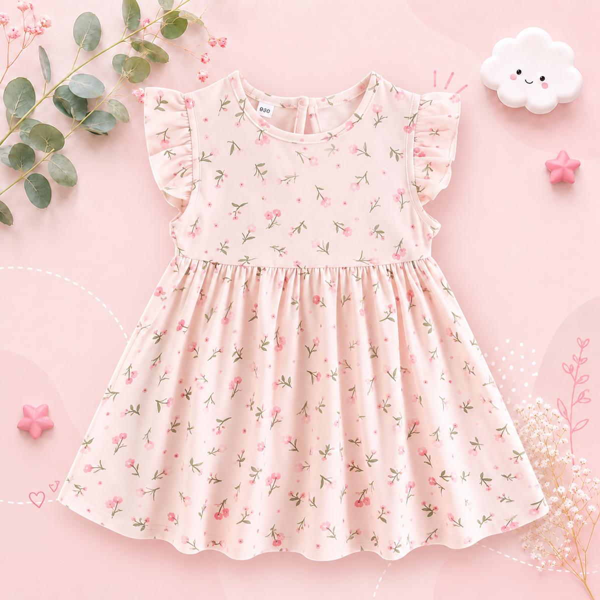 The Della - Baby Girls Summer Floral Dress Cotton Kids Clothing Cute Fashion Outfit