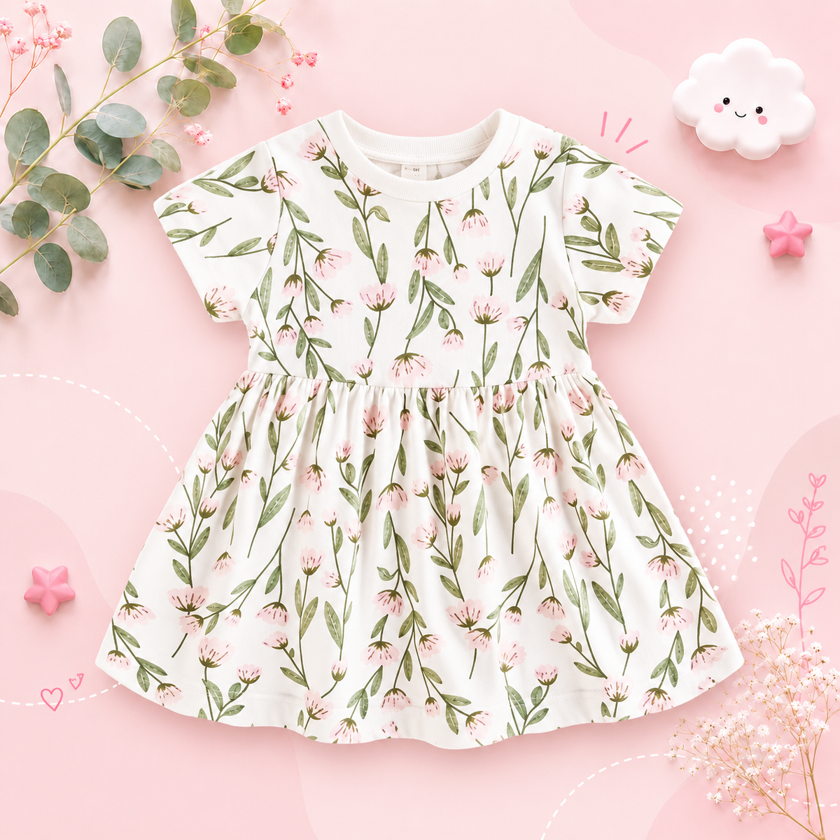 The Della - Baby Girls Summer Floral Dress Cotton Kids Clothing Cute Fashion Outfit