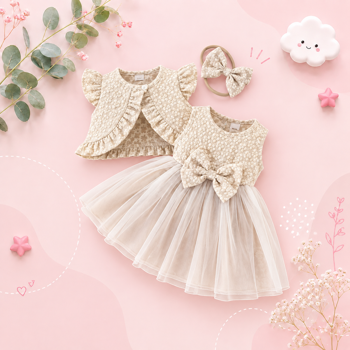 The Madilyn - Baby Girl Long Sleeve Ruffles Bow Butterfly Party Dress
