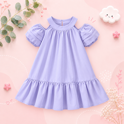 The Julia - Baby Girl Hanging Neck Off Shoulder Bubble Sleeve Dress